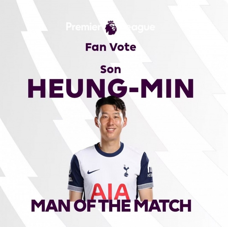 1球2助攻！英超 官方：孫興慜當(dāng)選熱刺5-0南安普頓全場(chǎng)最佳